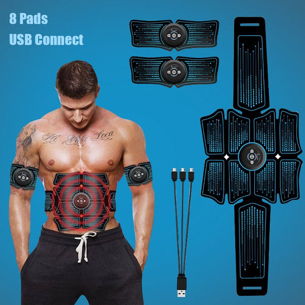 EMS Abdominal Muscle Stimulator Trainer USB Connect Abs Fitness Equipment Training Gear Muscles Electrostimulator Toner Massage